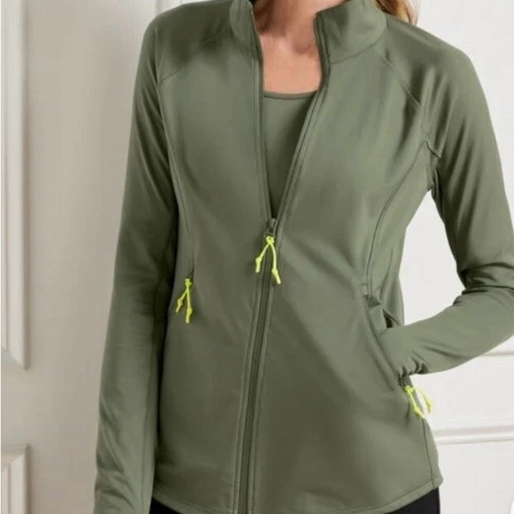 Talbots Utility Jacket in Olive with Lime Accents new no tags!